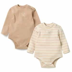 Organic Cotton Long Sleeve Baby Bodysuits - 2 Pack